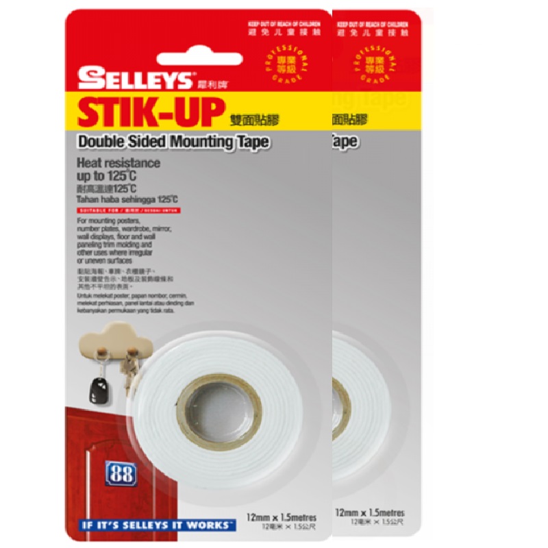 Selleys STIK-UP Double Sided Mounting Tape 12MM X 2.5M Bundle